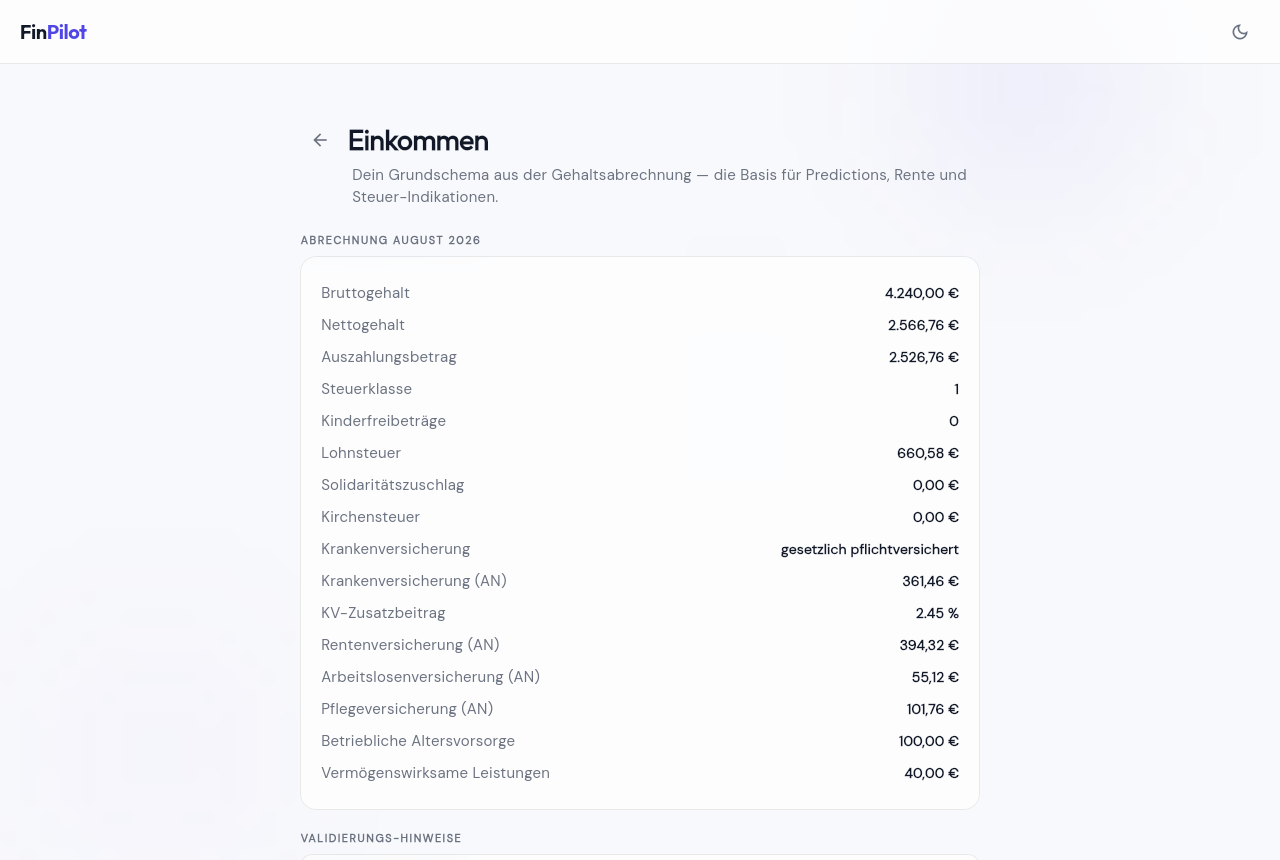 Einkommen-Screen