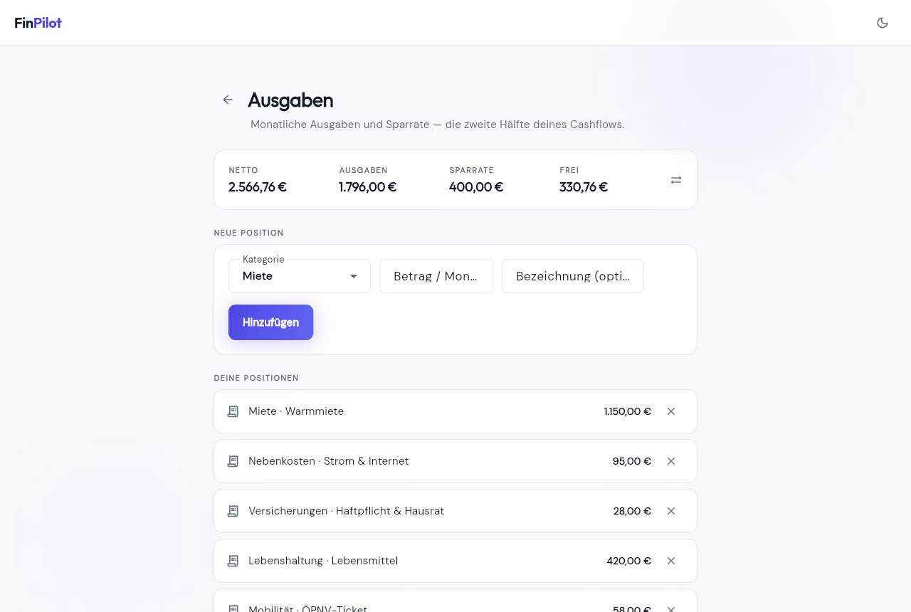 Ausgaben-Screen